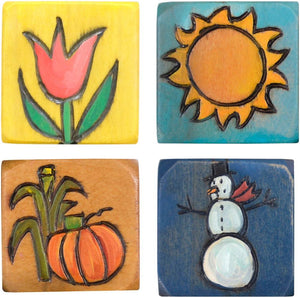 Small Perpetual Calendar Magnet Set –  Set of four seasonal icons to mark each changing season on your small calendar