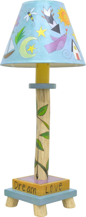 Log Candlestick Lamp –  Dreamy floating icon and vine motif log lamp