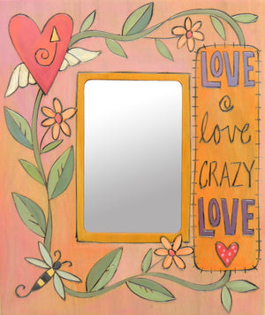 Pretty "love love crazy love" photo frame with wrapping vine motif
