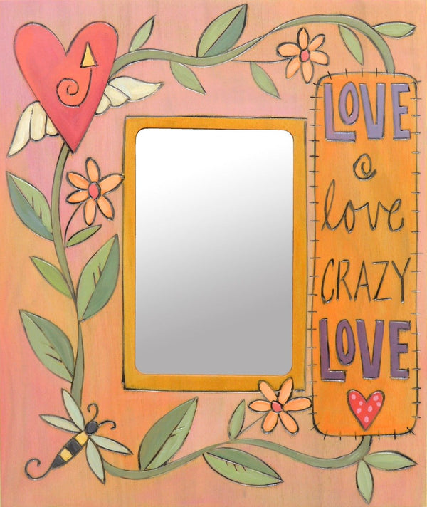 Pretty "love love crazy love" photo frame with wrapping vine motif