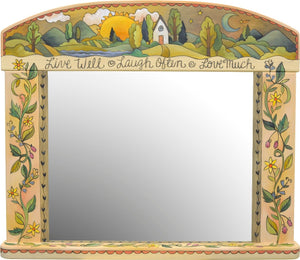 Large Horizontal Mirror –  Gorgeous neutral and elegant landscape and floral vine mirror motif