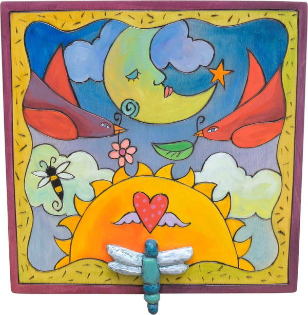 Keepsake Box – Pretty purple keepsake box with a lid featuring birds and a dragonfly floating in the sky