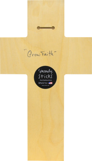 "Grow Faith" Cross Plaque – "Have Faith" cross plaque with bright floral motif back view