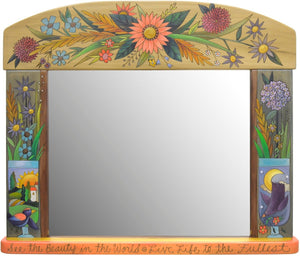 Large Horizontal Mirror –  Beautiful "see the beauty in the world" floral motif mirror