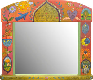 Large Horizontal Mirror –  "Today is a great day to be amazing" floating icon and medallion motifs with a bohemian vibe