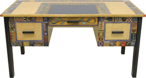 Large Desk –  Beautiful and vibrant oversized desk with a four seasons landscape and coordinating floral designs