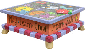 "Dream, wonder" colorful keepsake box design perfect for the creative kiddo in your life