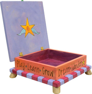"Dream, wonder" colorful keepsake box design perfect for the creative kiddo in your life