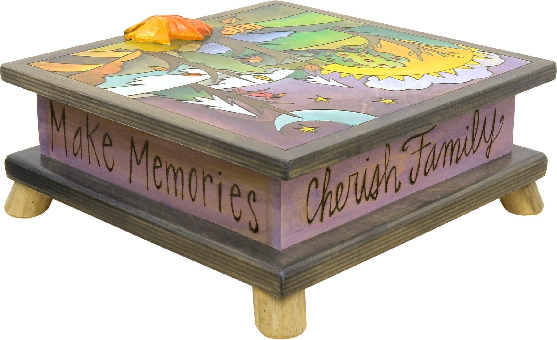 Regal purple-hued four seasons landscape keepsake box design