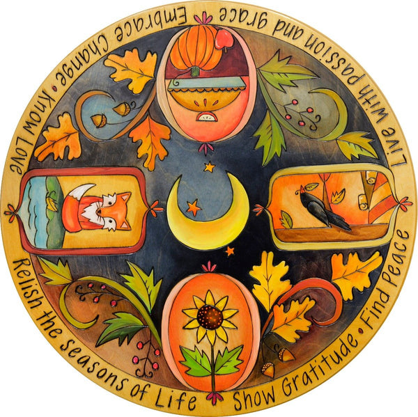 Beautiful fall icon medallion motif lazy susan