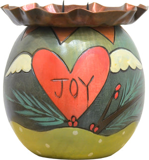 Cute winter cardinal and "joy" heart motifs