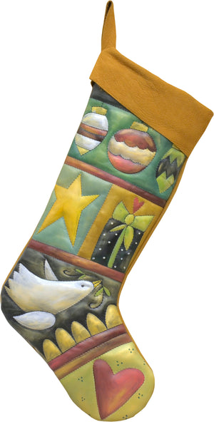 Crazy quilt Christmas stocking in a subtle palette