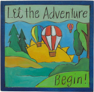 "Let the adventure begin" hot air balloon plaque
