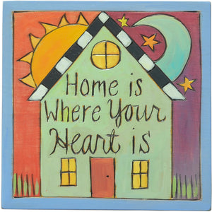 "Home is where your heart is" done in a rainbow color palette