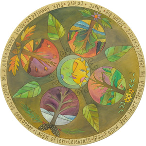 28" Lazy Susan – Four seasons theme lazy susan with Sticks' traditional tree of life in a circular scene of each season