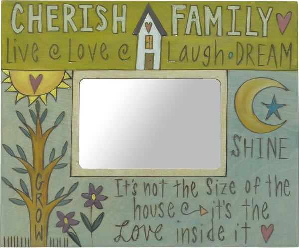 Green and blue picture frame with inspirational phrases