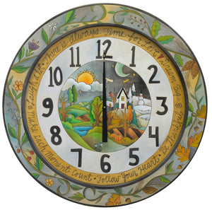 Beautiful four seasons clock motif with a seasonal vine adorning the outer border