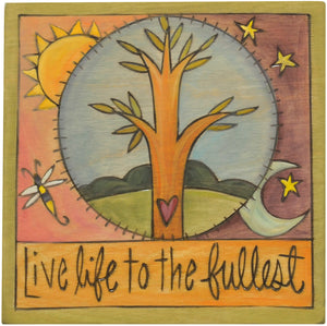 "Live life to the fullest" encircled tree of life plaque design