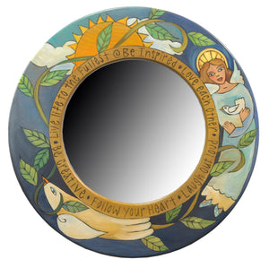Beautiful blue angel and peace dove mirror motif