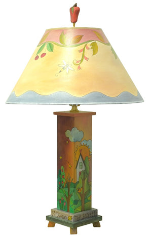 Box Table Lamp –  "The secret to life is enjoying the passage of time" four seasons lamp base with coordinating seasonal vine shade main view