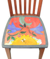 Desk with Shelf and Chair Set –  Beautiful warm-toned mountain landscape desk with birds soaring on shelf and chair seat for a perfectly coordinated set chair seat view