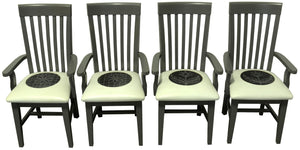 Fancy Pops Chair Set –  Monochrome white, grey, and black chairs with floral medallion seats main view