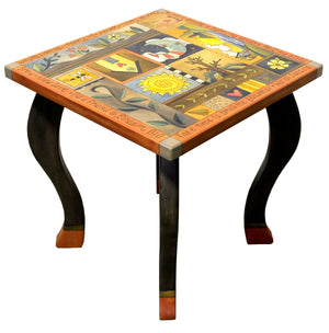Large Square End Table –  Beautiful neutral, muted crazy quilt end table design main view