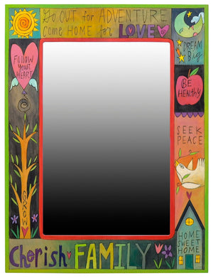 Rectangular Mirror –  Lovely "cherish family" mirror in a funky, vibrant color palette