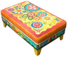 Ottoman with Drawer – Bright and beautiful floral ottoman with inspirational phrases along its wooden sides main view