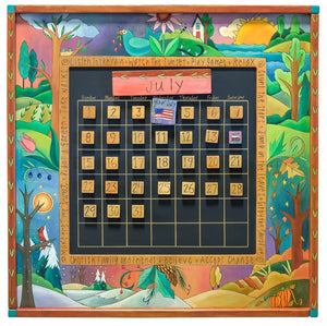 Large Perpetual Calendar – Richly painted beautiful four seasons landscape themed calendar with seasonal foliage dividers