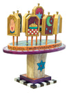 Tablet Menorah – Lovely and colorful 3D folk art menorah side view tablets flipped