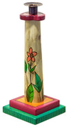 Single Candle Holder–  Beautiful and colorful leaf and floral candle holder with a heart topper back view