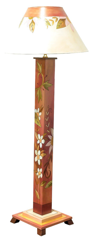 Box Floor Lamp – Sweet and simple red and pink toned floral floor lamp back view