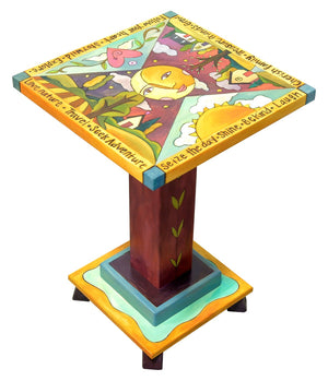 Martini End Table – Warm celestial themed martini tabletop design with a full moon in its center front view