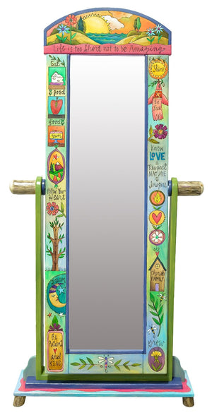 Wardrobe Mirror on Stand – Inspiring "life is too short not to be amazing" mirror design in a vibrant color palette