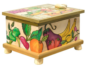 Recipe Box – Beautiful light "recipes" box with fresh produce around its sides back view