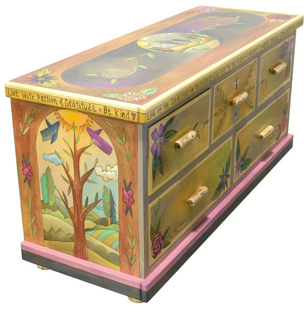 Large Dresser – Classic, romantic floral and tree of life themed dresser design side view