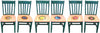 Pops Chair Set – Teal chairs with birch wood seats adorned with coordinating medallion icons main view