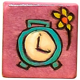 Small Perpetual Calendar Magnet – Alarm clock and a spring flower to remind you to turn your clock forward for Daylight Saving Time
