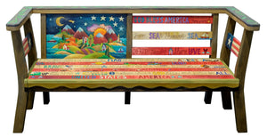 American Flag Loveseat – Our traditional American flag plaque adapted to a loveseat, metal stars and all! front view