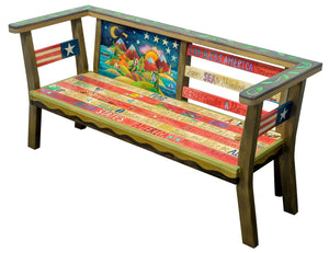 American Flag Loveseat – Our traditional American flag plaque adapted to a loveseat, metal stars and all! side view