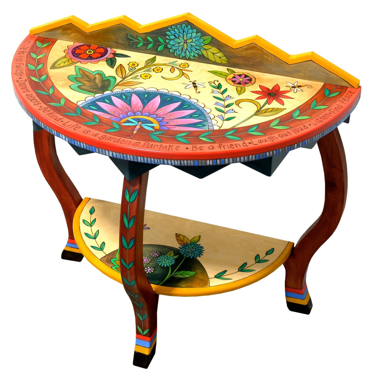 Half Round Table – Beautiful and vibrant contemporary floral half round table main view