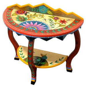 Half Round Table – Beautiful and vibrant contemporary floral half round table main view