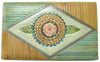 Ottoman with Drawer – Sweet floral ottoman design with stripe and scallop accents top view