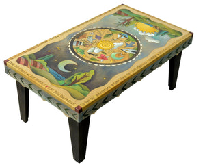 Rectangular Coffee Table – Classic landscape coffee table motif with a twist of encircled floating icons in its center main view