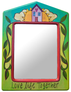 Extra Small Mirror – Happy home "love life together" mirror in a vibrant color palette