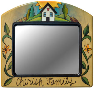 Extra Small Mirror – A sweet happy home mirror with "cherish family" inscribed at the bottom