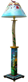 Box and Log Floor Lamp – Beautifully painted four seasons day and night landscape. Side