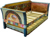 Daybed with Trundle – Beautiful Golden slumber day bed decorated with vines and boxed icons. Other side view