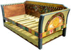 Daybed with Trundle – Beautiful Golden slumber day bed decorated with vines and boxed icons. Side view